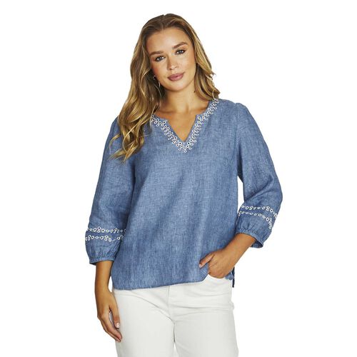 Jump Contrast Eyelet Top